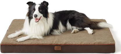 Bedsure Washable Dog Beds Large Sized Dog with Comfy Sherpa, 36X27In Grey | Orthopedic Egg Crate Foam,Comfort Support Flat Rectangle Pet Mat,Non-Slip Bottom,Removable Cover,For Large Breed up to 55 Lbs47