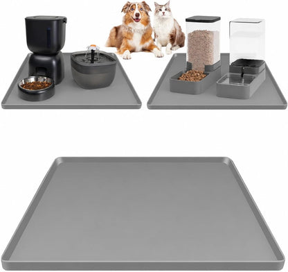Silicone Square Mat 16X16 for Water Bowl, Waterproof Pet Bowls Mat, Black | with Raised Edge, Non-Slip Cat Dog Water Dispenser Mat Protects Floors from Water & Food Spills11