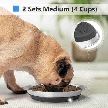 2 Packs Premium Stainless Steel Dog Bowls - Non-Slip, 2.5 Cups Capacity, Durable and Safe for Your Beloved Pet5