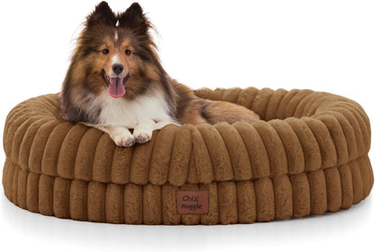 Chixnuggle Orthopedic Dog Bed, Washable Cover, Faux Fur Bolster Pet Couch | Waterproof,Egg Crate Foam,Non-Slip Bottom,For Small Medium Dogs,Dark Grey,30*24*7,Dog Sofa,Puppy Bed35
