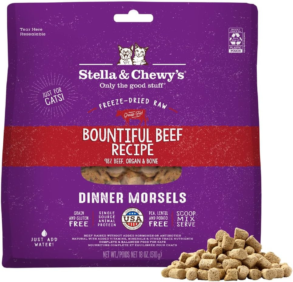 stella-chewys-freeze-dried-raw-cat-dinner-morsels-premium-chicken-recipe-with-98-cage-free-meat-organs-natural-grain-free-cat-kitten-food-made-in-usa-18-oz
