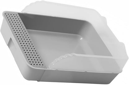 SUPVOX Cat Litter Pan Toilet Semi-Enclosed Anti-Splash Resistant Plastic Litter Box with Removable Cover Small Gray for Kitten Housebreaking and Indoor Use1