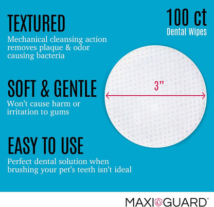 MAXI/GUARD Dental Cleansing Wipes for Dogs, Cats, Horses and Companion Animals (100 Wipes), Light Blue/White4
