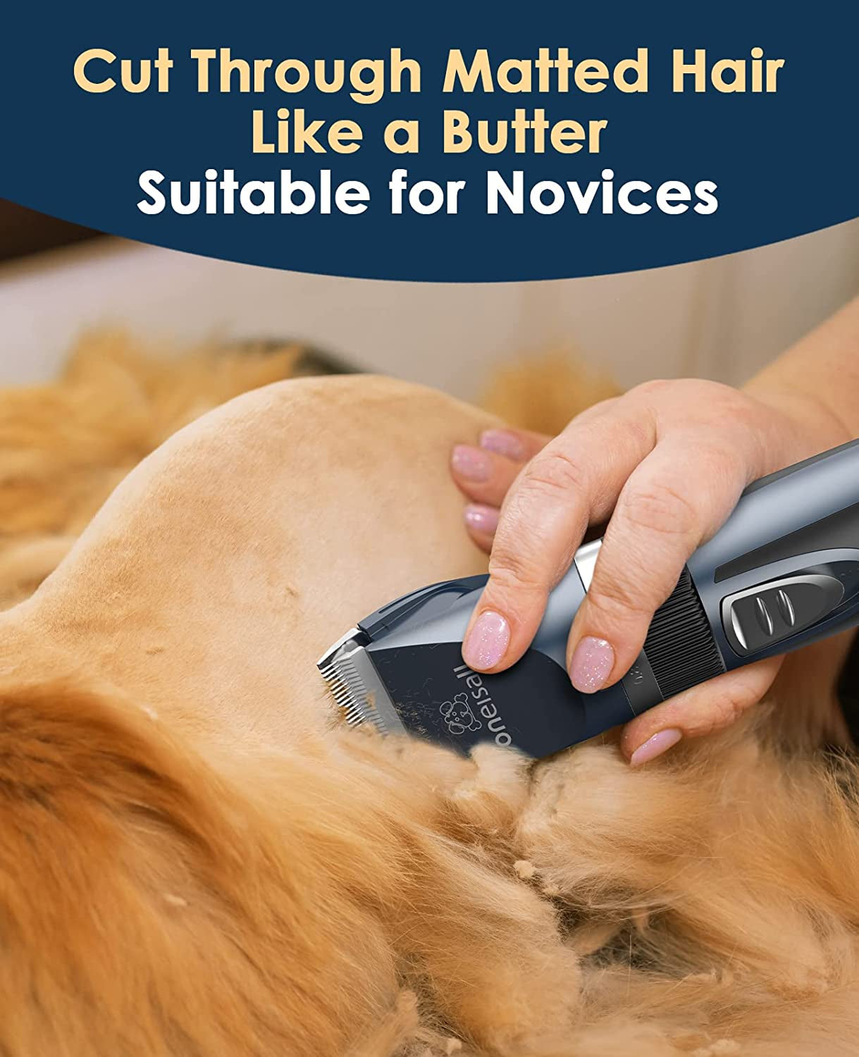 oneisall-quiet-cat-clippers-for-matted-hair-long-hair-cat-shaver-cordless-cat-grooming-kit-lcd-display-6-guard-combs-240-min-runtime-2-speed-low-noise-trimmer-for-cats-small-dogs