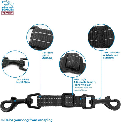 Best Pet Supplies Voyager Dog Collar Safety Clip with Dual Clasps, Collars and No Pull Harness Connectors, Training for Walking, Running, and Hiking, Safety Clip - Black4