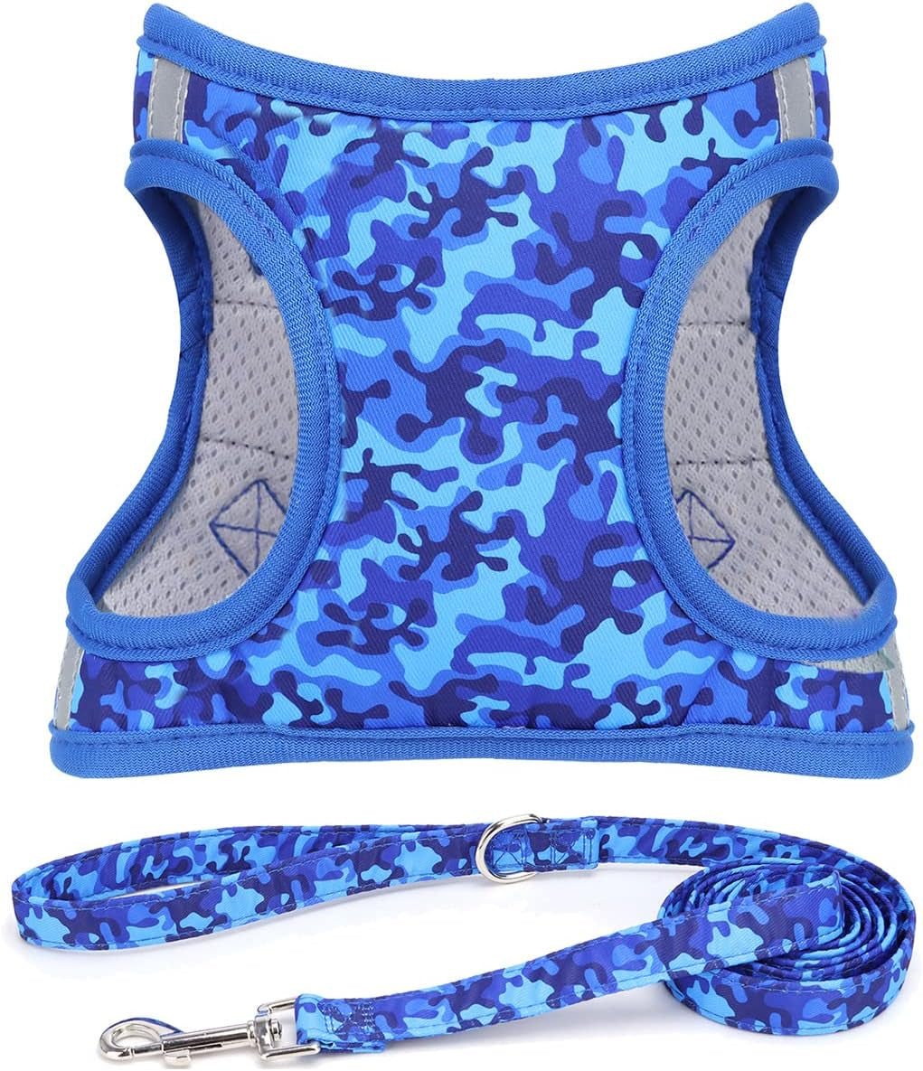 step-in-dog-harness-leash-set-all-weather-reflective-no-pull-floral-pattern-padded-mesh-vest-harness-for-cats-puppy-extra-small-small-medium-large-dogs-pink-flower-s