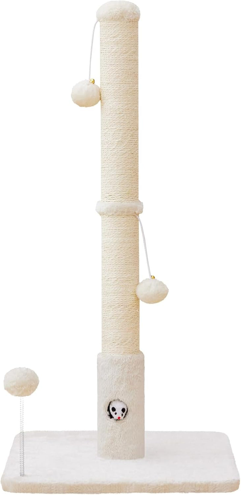 woochpet-33scratching-posts-for-kittens-white-sisal-cat-scratcher-with-toy-scratch-post-with-mouse-hole-cat-toys-reinforced-stable-base-cat-tree-tower