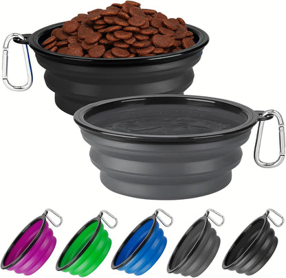 Collapsible Dog Bowl Large 34Oz, Travel Dog Water Bowl Portable | 2 Pack, 2 Carabiner Clips, Silicone Travel Dog Bowl Foldable, Feeding Watering Dish Bowl, for Parking, Walking, Camping15