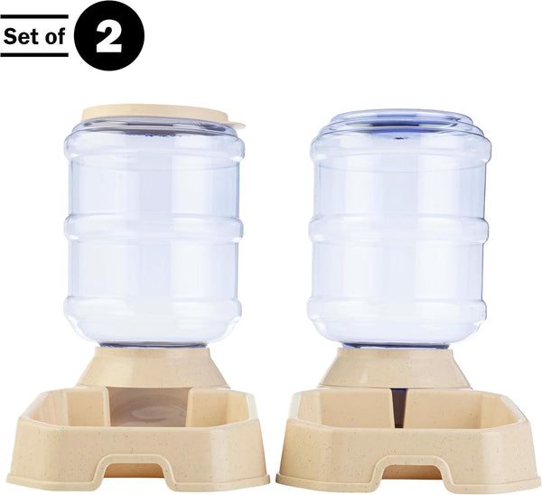 Automatic Cat Feeder and Water Dispenser - 2-Pack 3.8L/1G Dog Food and Water Bowl - Gravity Automatic Water Dispenser for Dogs and Cats by PETMAKER4