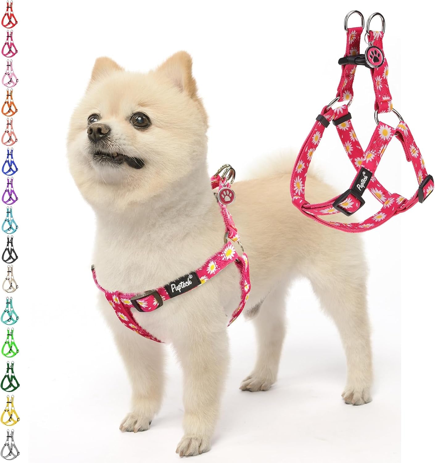 pupteck-no-pull-dog-harness-soft-adjustable-basic-nylon-step-in-puppy-vest-outdoor-walking-with-id-tag