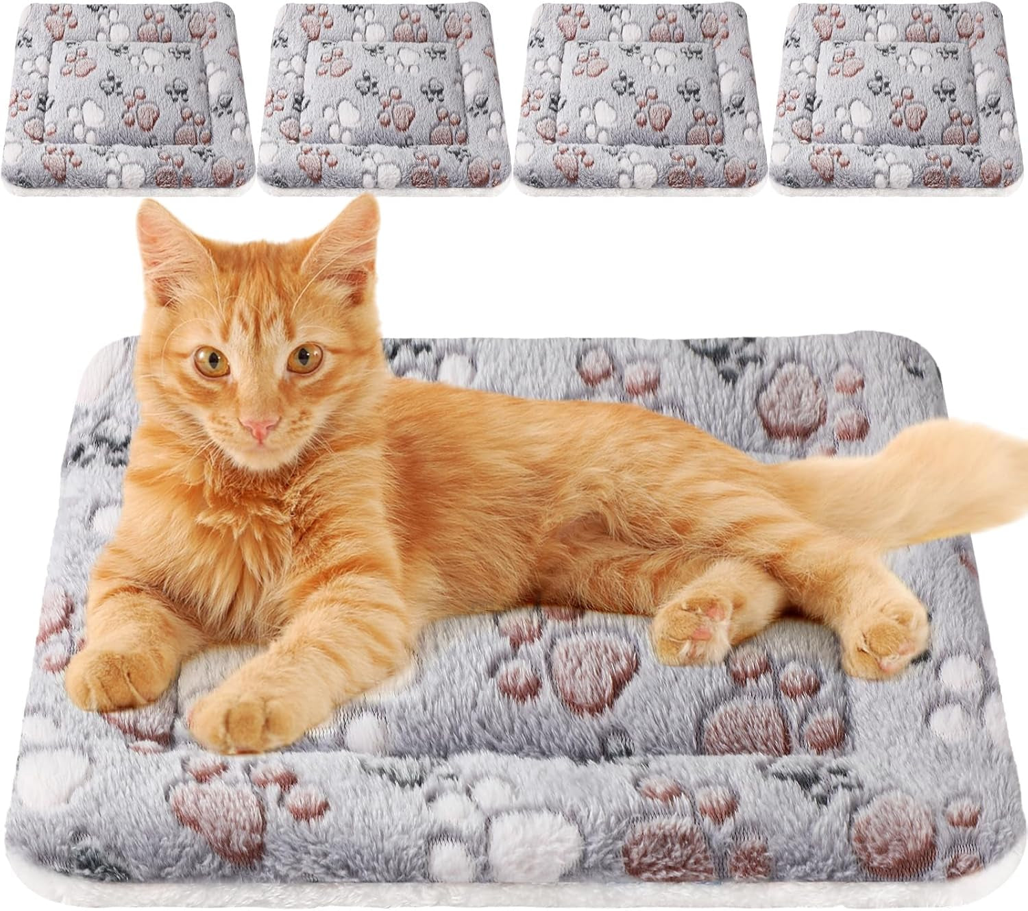 tuanse-4-pack-ultra-soft-dog-cat-bed-mat-small-animal-guinea-pig-bed-with-cute-print-reversible-fleece-dog-crate-kennel-pad-cozy-washable-thickened-hamster-pet-beds-mat13-x-19-inches-light-gray