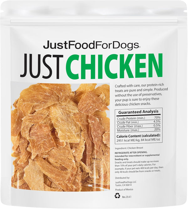 Just Food for Dogs Single Ingredient Healthy Dog Treats and Dog Snacks, Jerky Treats, Human Grade, Preservative and Grain Free, Rawhide Free Chews, Low Calorie Treat - Chicken Breast, 5 Oz | Human Grade Chicken Treats for Dogs, Jerky Dog Snacks, Preservative & Grain Free, Rawhide Free Chews, Low Calorie Treat2