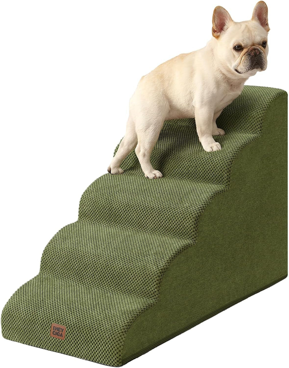 eheyciga-curved-dog-stairs-ramp-for-5-step-high-beds-22-6-h-dog-steps-33d-density-of-pure-foam-for-small-dogs-and-cats-pet-stairs-for-high-bed-climbing-non-slip-balanced-pet-step-indoor-grey