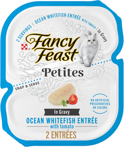 Purina Fancy Feast Petites Ocean Whitefish Entree with Tomato in Gravy Gourmet Wet Cat Food - (Pack of 12) 2.8 Oz. Tubs1