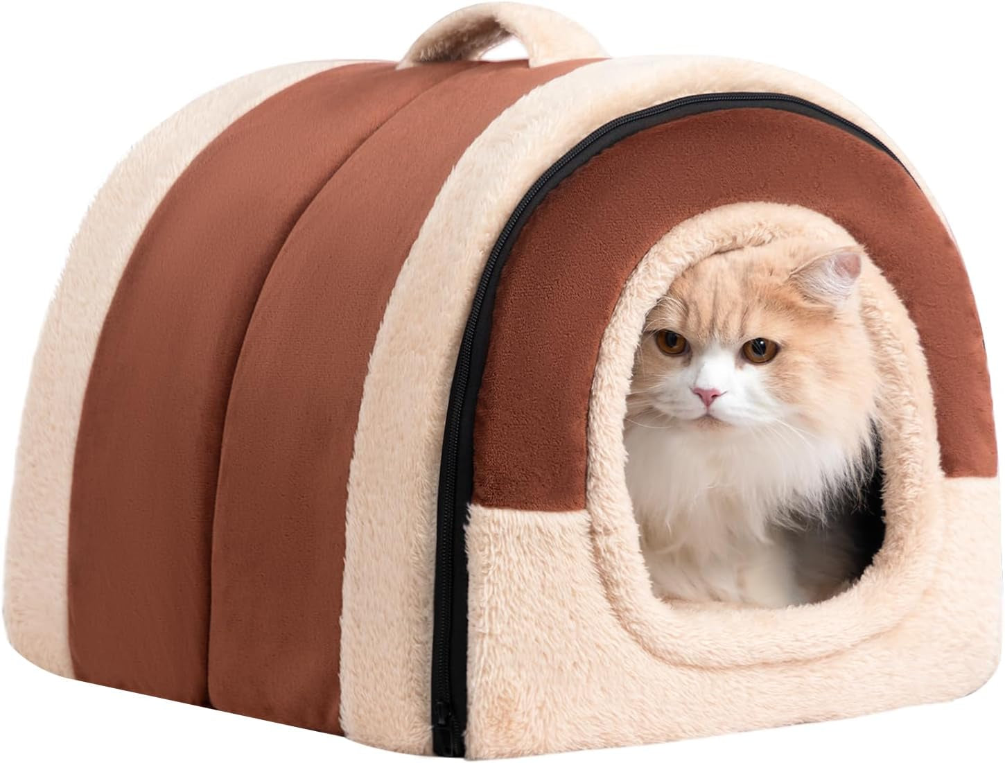 hollypet-cat-bed-cave-for-indoor-cats-for-pets-up-to-15-lbs-pineapple-warm-cat-bed-cats-cave-condo-covered-kitty-house-with-removable-washable-cushion-cozy-enclosed-pet-bed-for-small-dogs