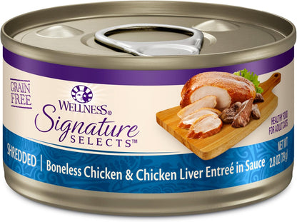 Wellness CORE Signature Selects Flaked Adult Canned Wet Cat Food, Natural, Protein Rich, Grain Free, Skipjack Tuna and Wild Salmon Entrée Recipe, 2.8 Oz, Pack of 12 Cans30