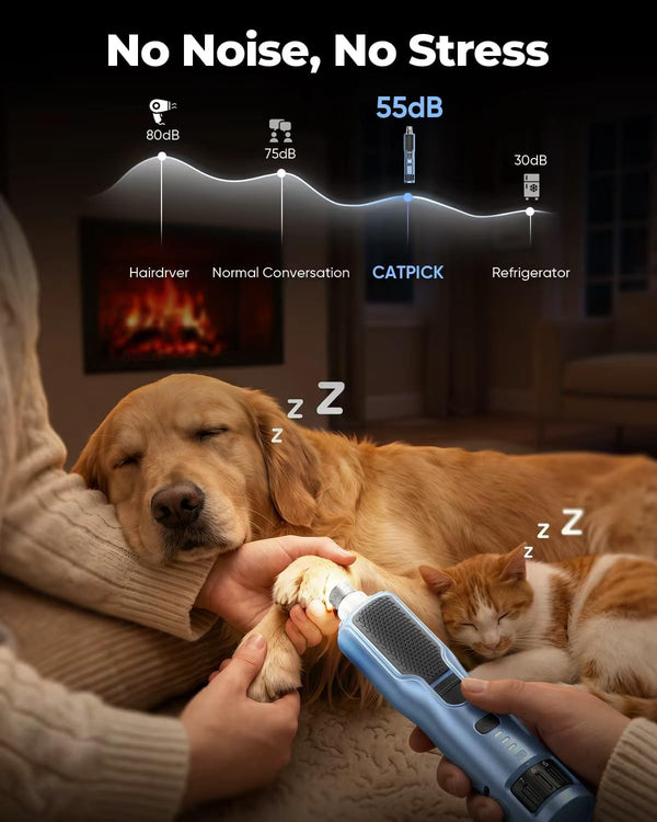 7-Speed Dog & Cat Nail Grinder with Light - Ring LED Safe to Avoid Overcut, Quiet Low Vibration & Powerful Fast, Cordless Rechargeable Toenail Trimmer for Small & Large Puppy & Breeds Paws(Blue)2