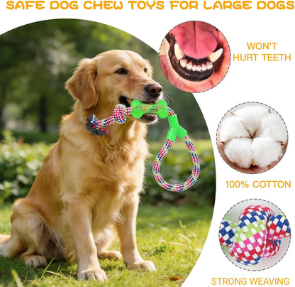 Dog Teething Chew Toys - 12 Pack Small Medium Breed Puppy Toy, Variety Dogs Rope Chew Toys Bundle for Boredom,Pet Interactive Squeaky Toys. Indestructible Cotton Puppy Teething Chew Tug Toys5