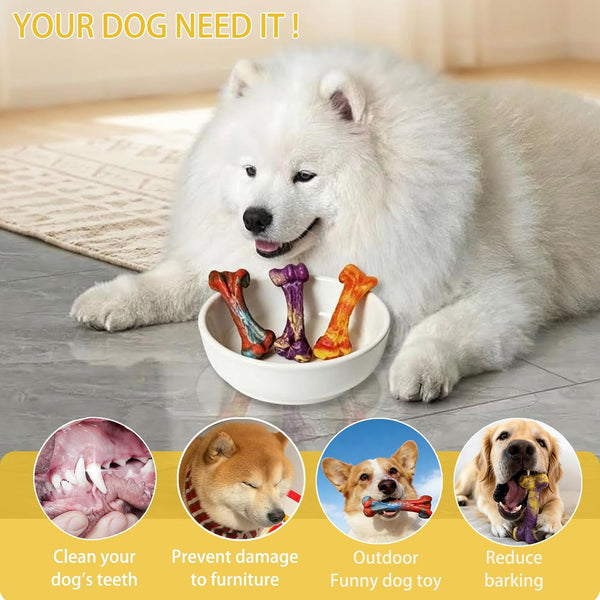 3-Pack Dog Chew Toys for Aggressive Chewers, Indestructible Bone | Tough Dog Toys for Medium Large Breed to Keep Them Busy,Dental Textured, Long Lasting,Beef Flavor2