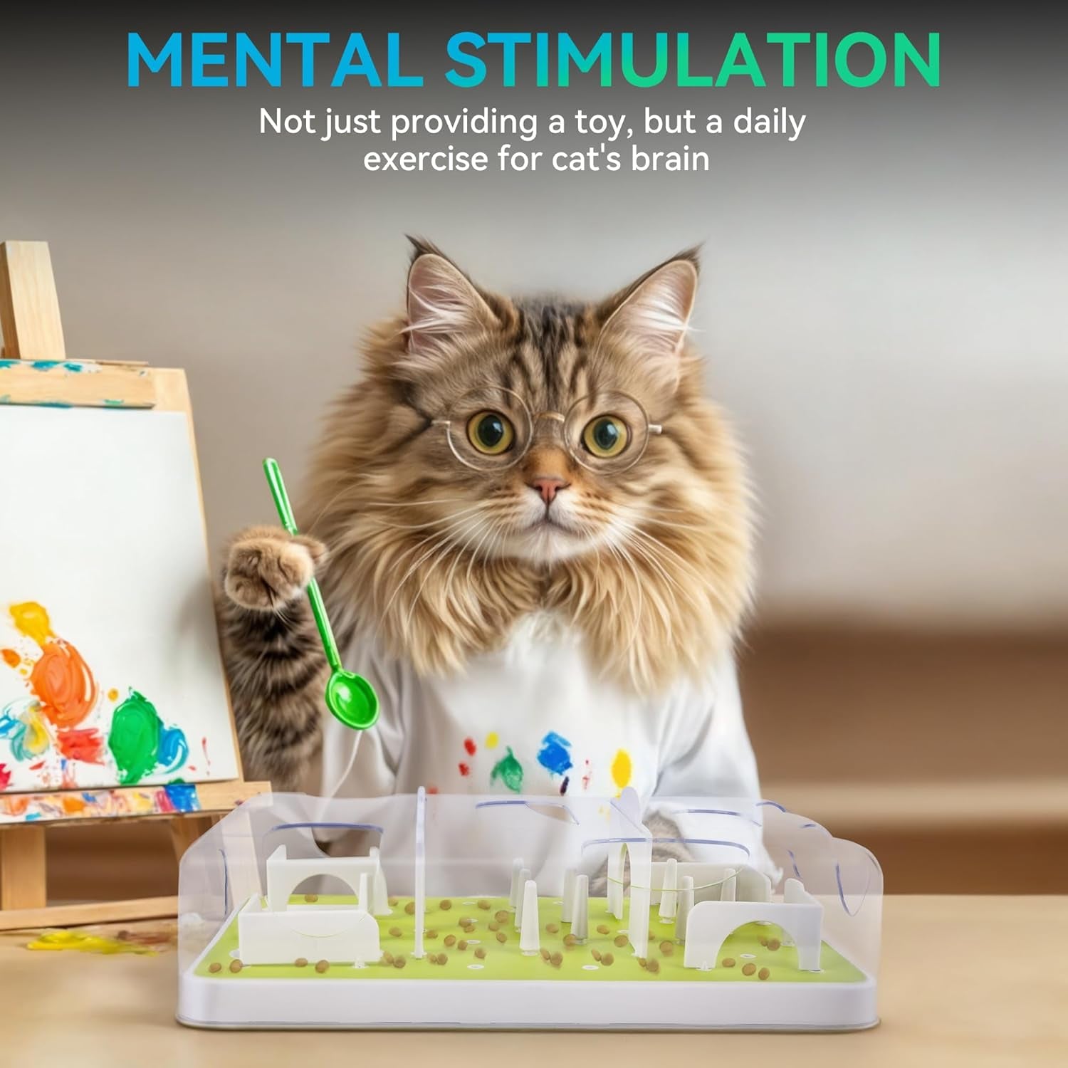 all-for-paws-interactive-cat-puzzle-feeder-slow-feed-toy-mental-stimulation-treat-dispenser-maze-for-indoor-cats-enrichment-cat-food-toy
