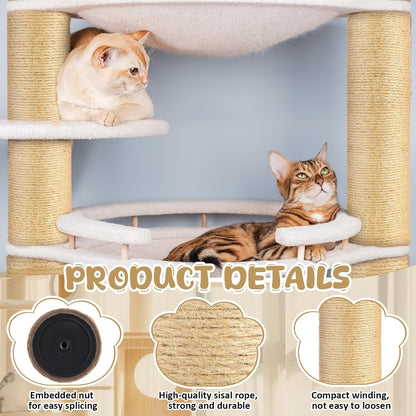 4 Pcs M8 Cat Scratching Post Replacement 11.8X3.5'' Sisal Pole Cat Tree Climbing Post Replacement with Screw, Refill Scratcher Pole for Indoor Kitten Tree Tower Spare Pet(Primary Color)6