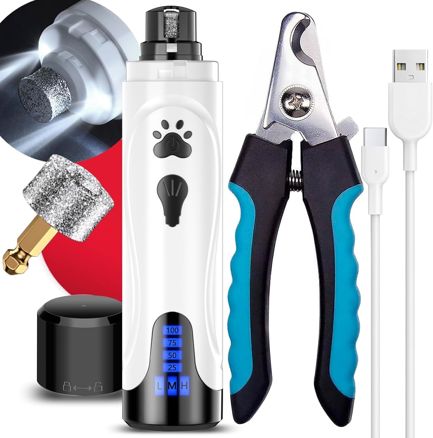 yabife-super-quiet-dog-nail-grinder-clippers-kit-with-2-led-lights-3-speeds-up-to-12-000-rpm-lower-than-30db-electric-pet-nail-trimmer-for-small-medium-large-dogs-and-cats