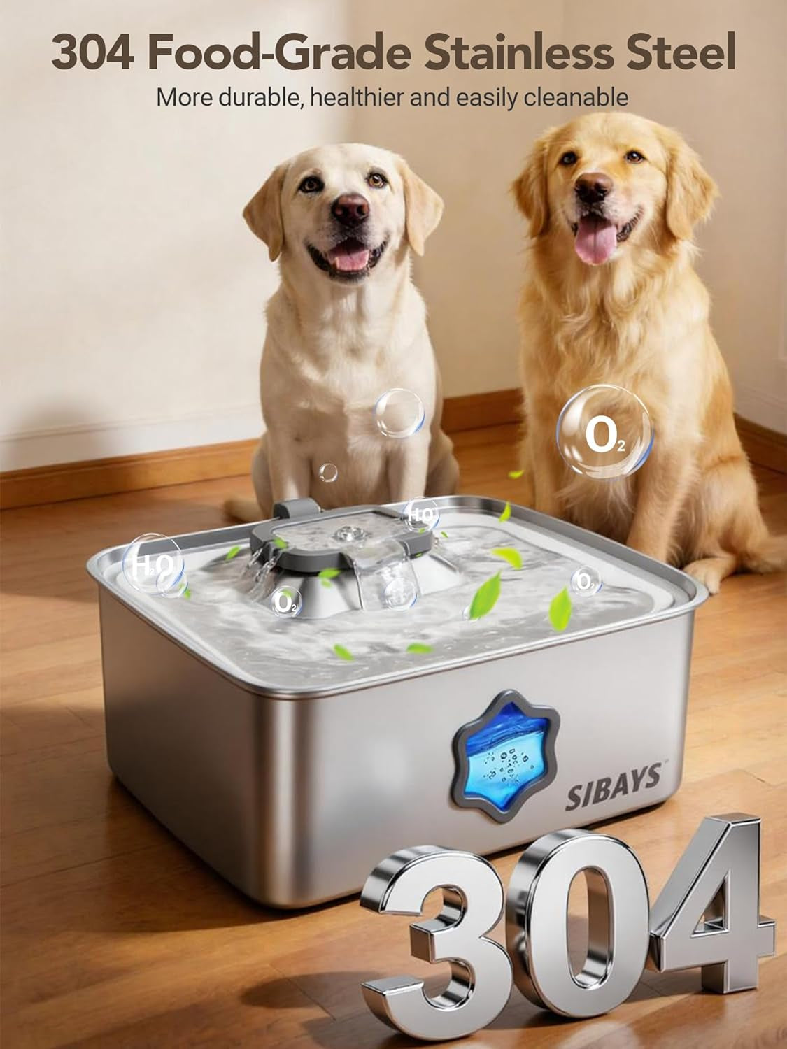 sibays-4gal-15l-dog-water-fountain-stainless-steel-pet-water-fountain-with-water-level-window-led-light-quiet-automatic-dog-water-bowl-dispenser-for-large-dogs-multi-pet-easy-to-clean-fs81