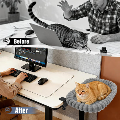 IPOW X-Large Cat Bed Heavy Duty Steel Frame Supports up to 40Lbs Cat Desk Bed & Perch Space-Saving 90°Foldable with Soft Ultra-Plush Faux Fur for Small Medium Large Cats3