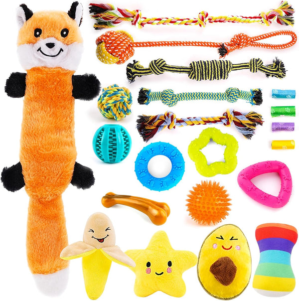 LOYEE 8 Pack Puppy Toys for Small Dogs, Luxury Dog Chew Toys with Squeaky Plush Toys, Rope Toys and Ball, Teething Toys for Puppy Supplies8