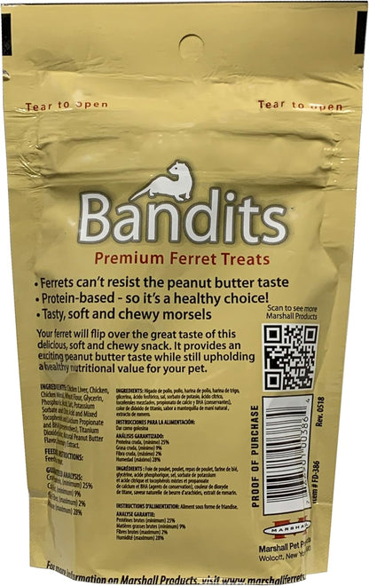 Marshall Bandits Premium Ferret Treats – Peanut Butter Flavor – 3 Oz – Soft, Chewy Snacks for Training, Bonding & Daily Treating4