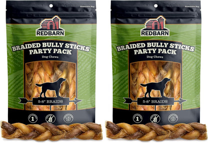 Redbarn Pet Products All Natural 5"-8" Braided Bully Sticks for Small & Large Dogs - Healthy Long Lasting Beef Chews Variety Party Pack - Single Ingredient Low Odor Rawhide Free - 8 Oz Bag16
