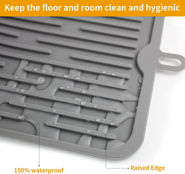 Ptlom Pet Placemat for Dog and Cat, Mat for Prevent Food and Water Overflow, Suitable for Medium and Small Pet, Grey, Silicone6