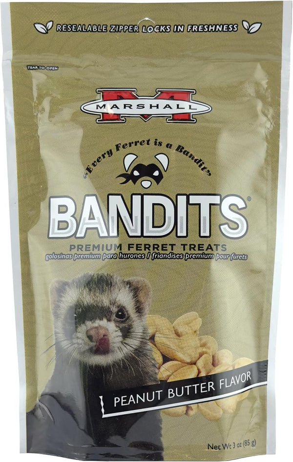 Marshall Bandits Premium Ferret Treats – Peanut Butter Flavor – 3 Oz – Soft, Chewy Snacks for Training, Bonding & Daily Treating1