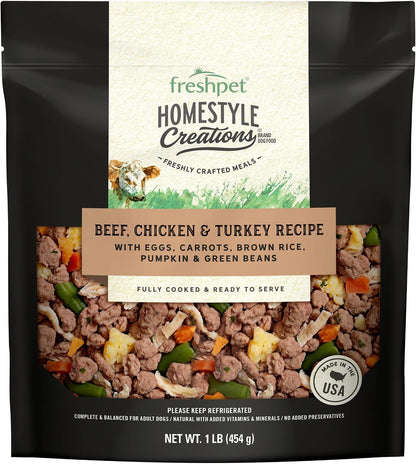 Freshpet Beef, Chicken & Turkey Homestyle Creations Dog Food, 16 Ounce2