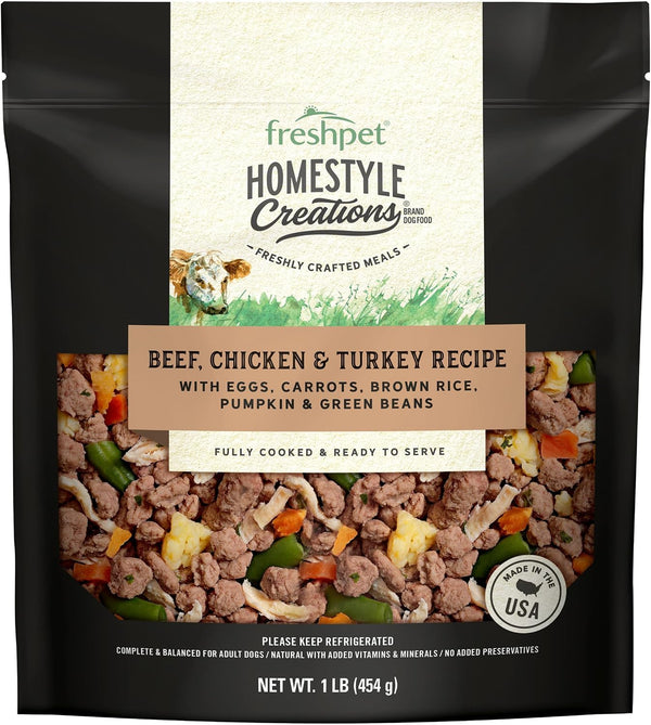 Freshpet Beef, Chicken & Turkey Homestyle Creations Dog Food, 16 Ounce2