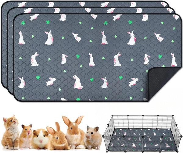 2 Pack Guinea Pig Cage Liners, Washable Guinea Pig Pee Pads Waterproof Reusable & anti Slip Guinea Pig Bedding Fast and Super Absorbent Pee Pad Tarp Bottom for Small Animals (Dark Grey 24" X 47")8