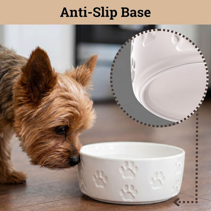 Ceramic Dog Bowl Set of 2 with Anti-Skid Base, 5.5"W X 2"H, 2 Cup Capacity | Thick Ceramic, Dishwasher Safe, Anti-Skid Rubber Base, 2 Cups per Bowl, Ceramic Food and Water Bowls Set of 2 for Small Dogs4