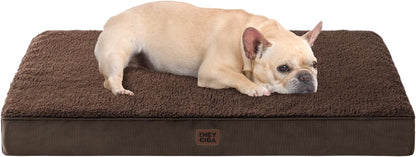 EHEYCIGA Orthopedic Dog Bed Large with Removable Washable Cover,Grey,41X27 | Egg Crate Foam Support,Durable Oxford Fabric,Non-Slip Bottom,Machine Washable,Soft Waterproof Plush Pet Bed Mat for Crate70