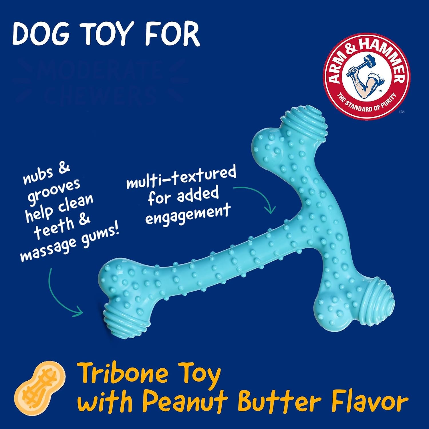 arm-and-hammer-nubbies-t-bone-dental-dog-chew-toy-with-peanut-butter-flavor-tpr-nubs-clean-teeth-and-gums-durable-nylon-chew-for-aggressive-chewers-helps-reduce-plaque-and-tartar