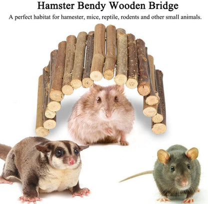PINVNBY 2 PCS Hamster Toys, Wooden Hamster Ladder Bridge Tunnel Hide, Guinea Pigs Cage Accessories Natural Hideout for Small Animals Chinchillas Guinea Pigs Mouse Rat Ferret Rodents4
