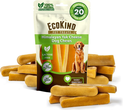 Ecokind Yak Cheese Himalayan Dog Chews, Yak Chews for Large Dogs, 4-5 Bones | 1 Lb, Long Lasting for Aggressive Chewers, Only 3 Ingredient Natural High Protein Dental Dog Treats, No Additives or Lactose20