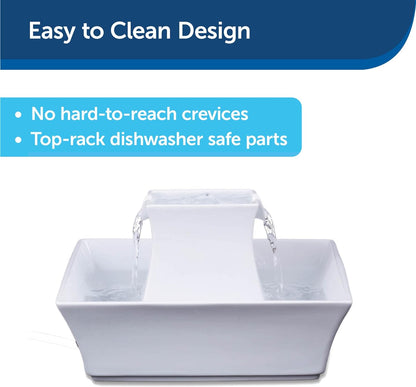 Petsafe Drinkwell Pagoda Fountain, Filters Included, 70 Oz Ceramic, White | 2 Free-Falling Water Streams Encourage Hydration, Pet Fountain for Cats & Small Dogs, Replaceable Carbon & Foam Filters6