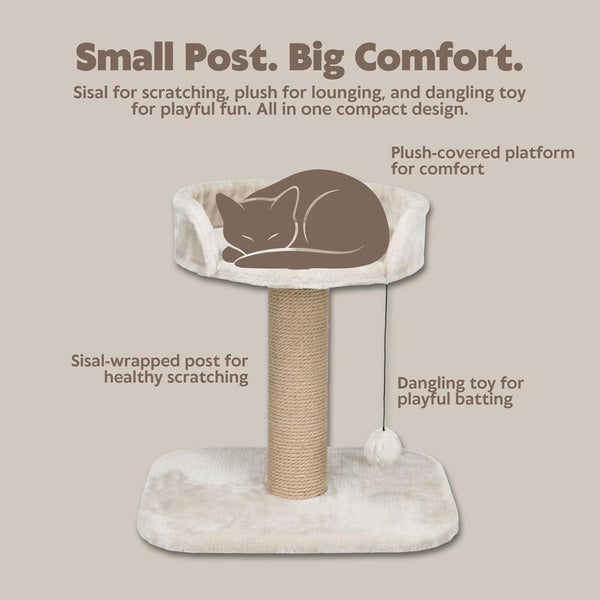 Trixie Mica 18-In Cat Tree for Kittens, Indoor Jute Scratching Post Cat Furniture, Padded Platform, Dangling Toy, Greige3
