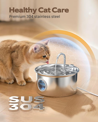 Cat Water Fountain Stainless Steel: Cat Fountain for Drinking - 88Oz/2.6L Pet Water Fountain for Cats Indoor - Quiet Cats Water Bowl Dispenser - Pets Feeding & Watering Supplies - for Small Animals3