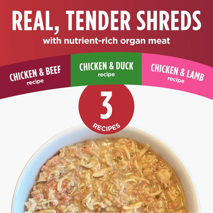 Nulo Real Shreds with Organ Meat Wet Canned Cat Food, Variety Flavors, 2.8 Ounce, 12 Cans2