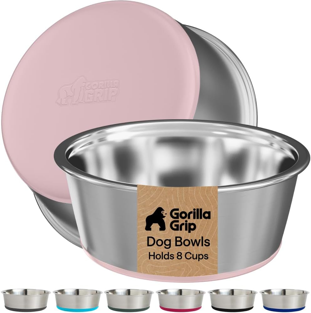 gorilla-grip-dog-bowls-food-grade-304-stainless-steel-holds-2-us-cups-each-16-fl-oz-food-and-water-bowl-for-feeding-dogs-and-cats-dishwasher-safe-rust-resistant-bpa-free-rubber-base-2-set-black