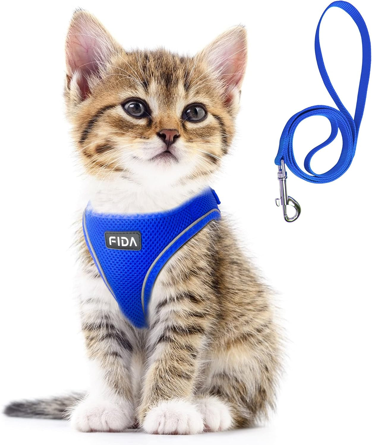 fida-cat-harness-and-leash-set-for-walking-kitten-and-puppy-escape-proof-kitten-harness-with-breathable-lightweight-soft-mesh-adjustable-reflective-step-in-design-xxxs-pink