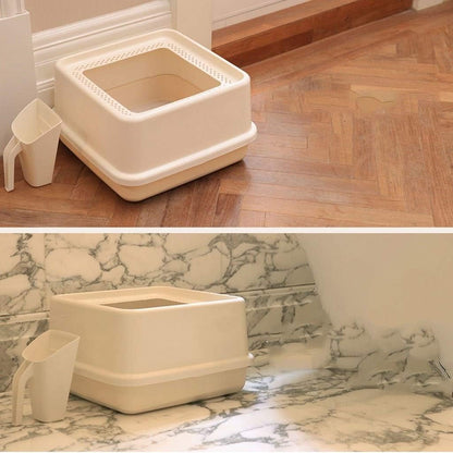 Dog Potty Training Toilet ﻿ Top Entrance Type Cat Litter Pot Semi-Closed Toilet Large Space Capacity Sand Bowl Pet Supplies(Blue)5