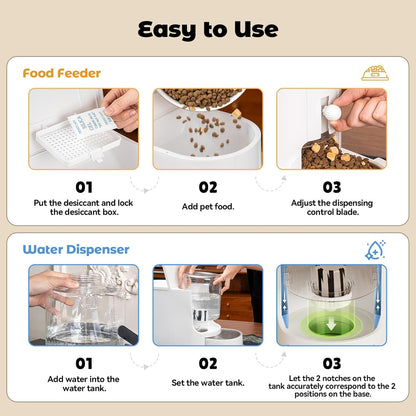 JUNSPOW Automatic Cat Feeder 2-In-1 Set with Stainless Steel Bowls | Dog Feeding & Watering Supply with Stailess Steel Bowls Large Capacity Low Noise8
