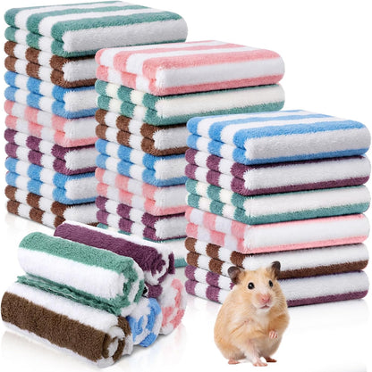 Moukeren 20Pcs Guinea Pig Fleece Bedding Blankets Bulk Washable Small Animal Fleece Cage Liners Pet Wash Cloth Sleeping Mat Cover for Hamster Chinchilla Rabbit Hedgehog(Multicolor, 12 X 12 Inch)9